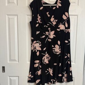 Chaps Black and Pink Floral Mini Dress